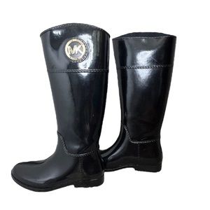 Michael Kors Stockard Tall Black Pull On / Off Rubber Weather / Rain Boots, SZ 8
